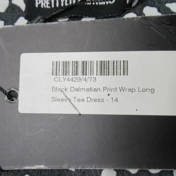 Pretty Little Thing Dalmatian Print Dress Size 10 Wrap Long Sleeve Wrap Tea Belt - Picture 9 of 9
